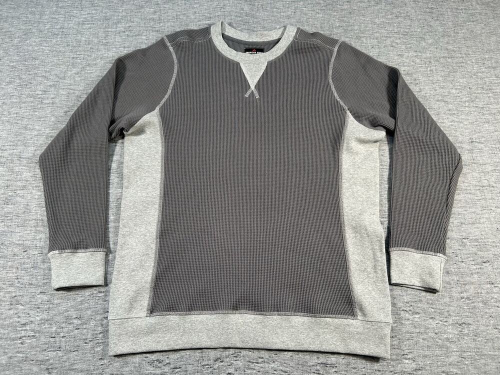 American Giant Colorblock Summit Waffle Shirt Mens Large Gray Crew Neck USA Made